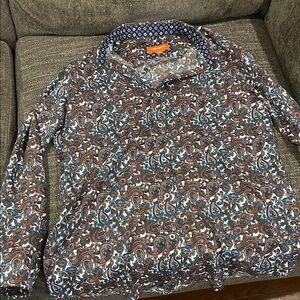 Johnston & Murphy maroon, Blue, brown and Orange Paisley Shirt